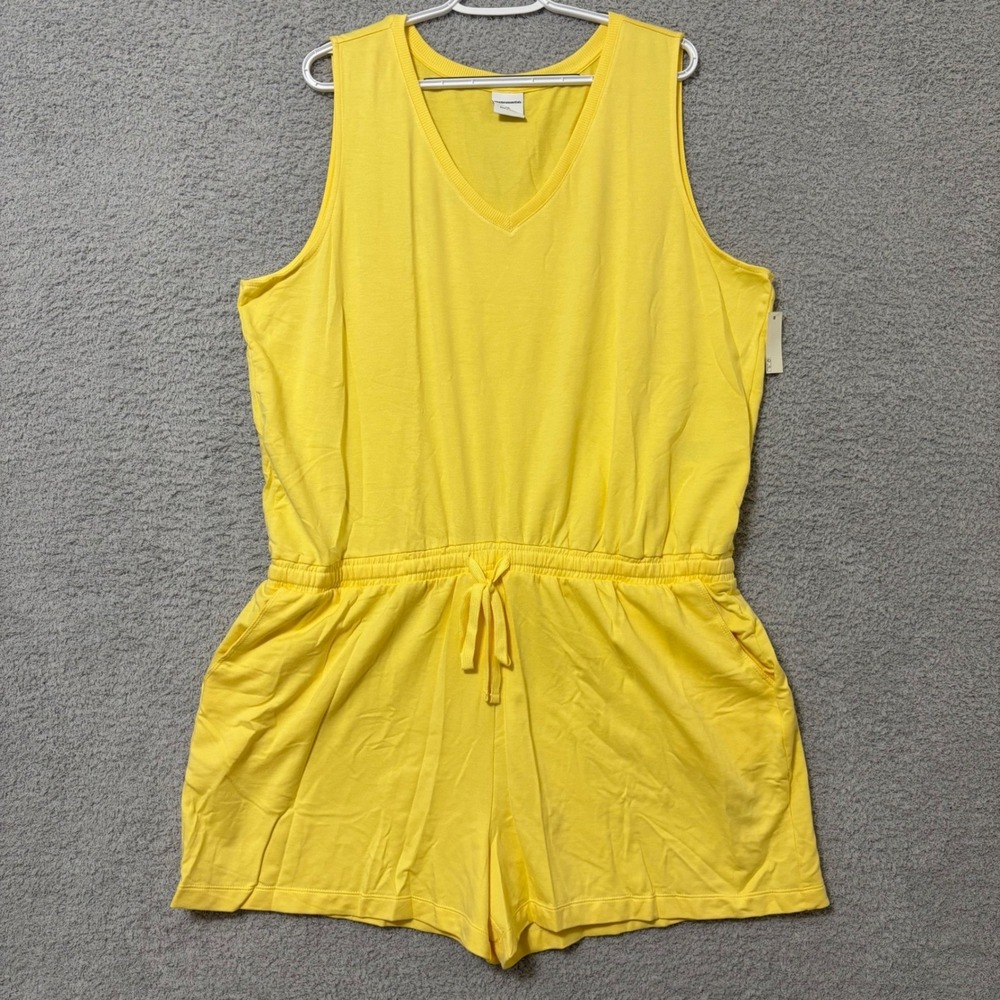 Casual Yellow Romper XXL Lightweight Lounge Summer Outfit V-Neck NWT